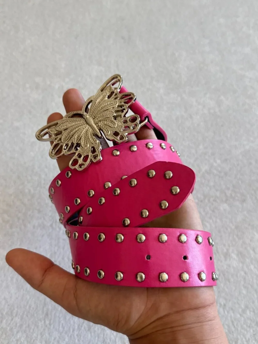 Hot Pink Studded Butterfly Belt